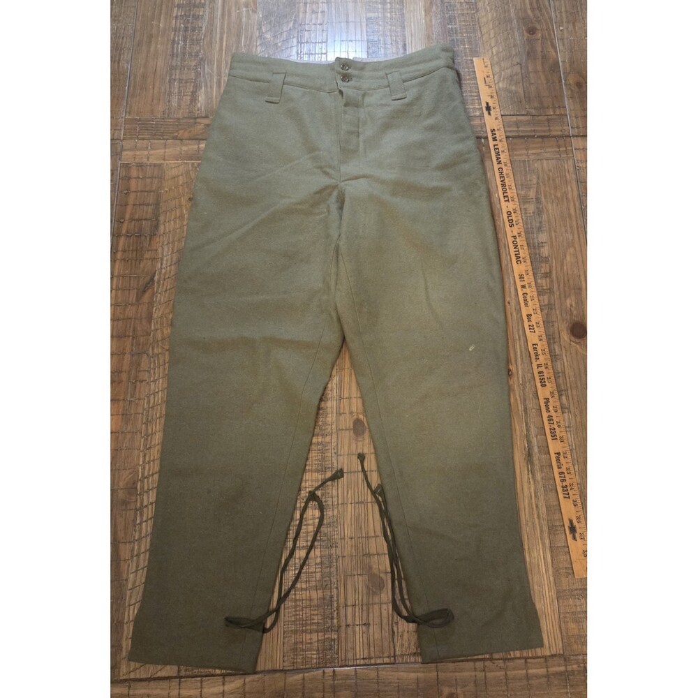 vintage military/outdoor Style Cinch Back Trousers With Ankle Ties